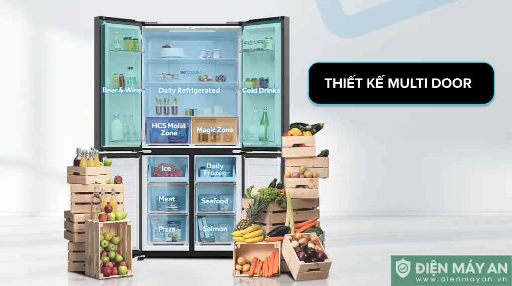 Tủ lạnh Aqua Inverter 469 lít Multi Door AQR-M536XA(SL)